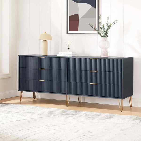 Manhattan Comfort DUMBO 6-Drawer Double Low Dresser in Midnight Blue DR003-MB